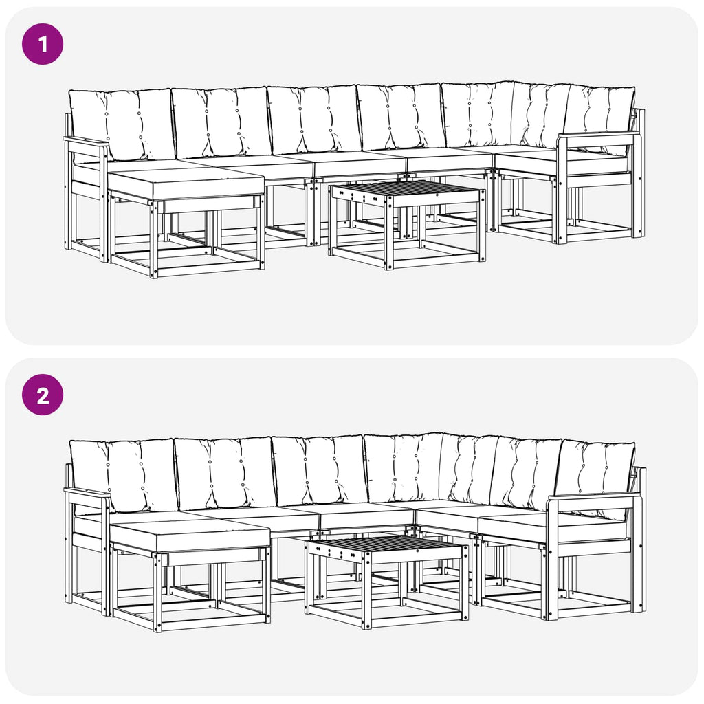 Outdoor-Sofagarnitur mit Kissen 8 pcs Weiß und Creme