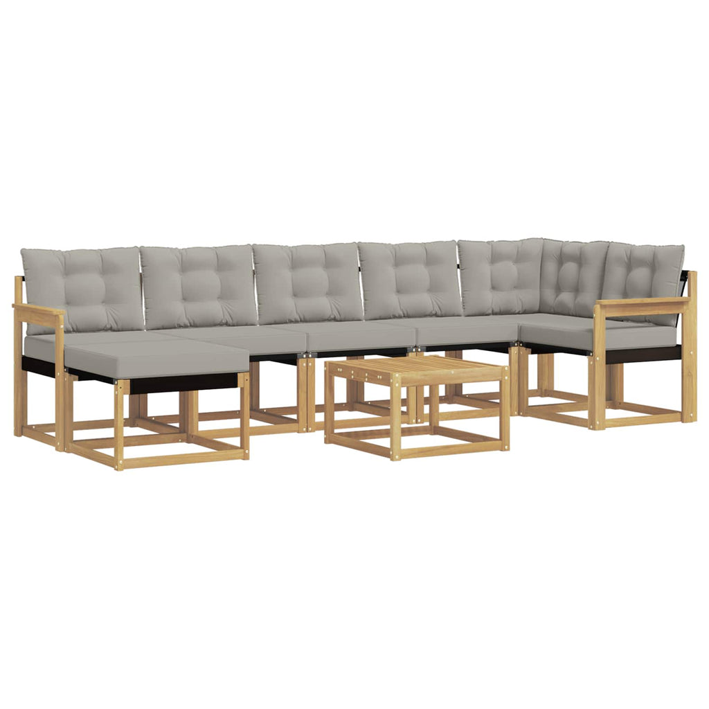 Outdoor-Sofagarnitur mit Kissen 8 pcs Weiß und Hellgrau
