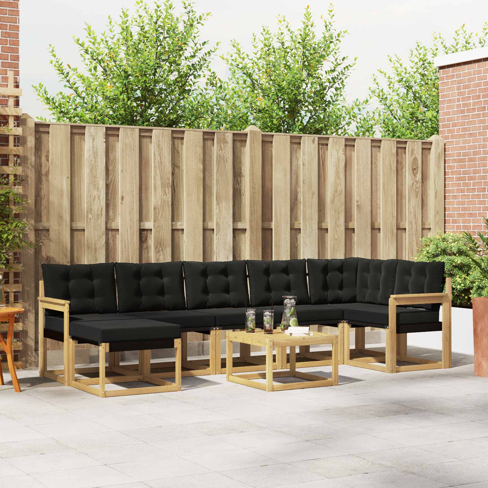 Outdoor-Sofagarnitur mit Kissen 8 pcs Weiß und Schwarz