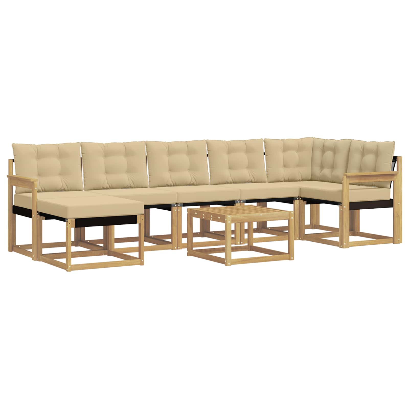 Outdoor-Sofagarnitur mit Kissen 8 pcs Weiß und Beige