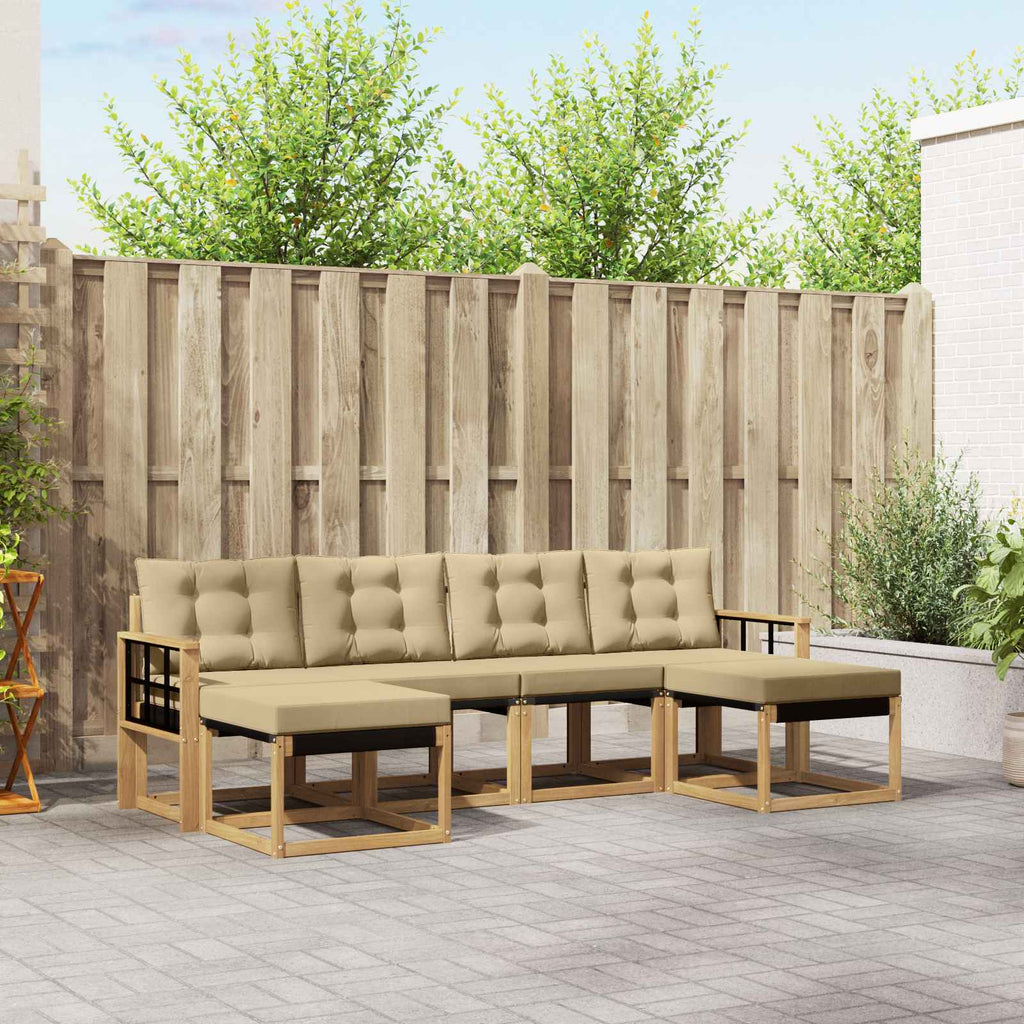 Outdoor-Sofagarnitur mit Kissen 6 pcs Weiß und Beige