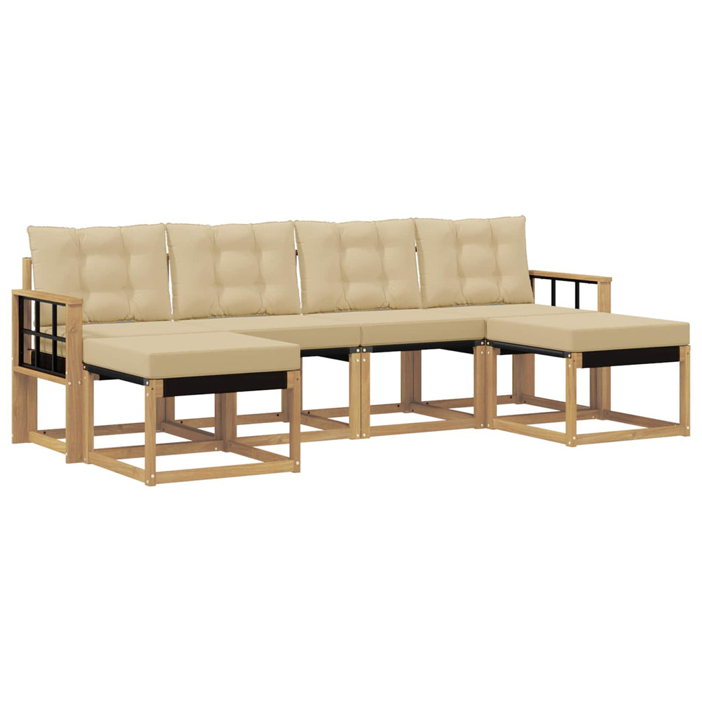 Outdoor-Sofagarnitur mit Kissen 6 pcs Weiß und Beige