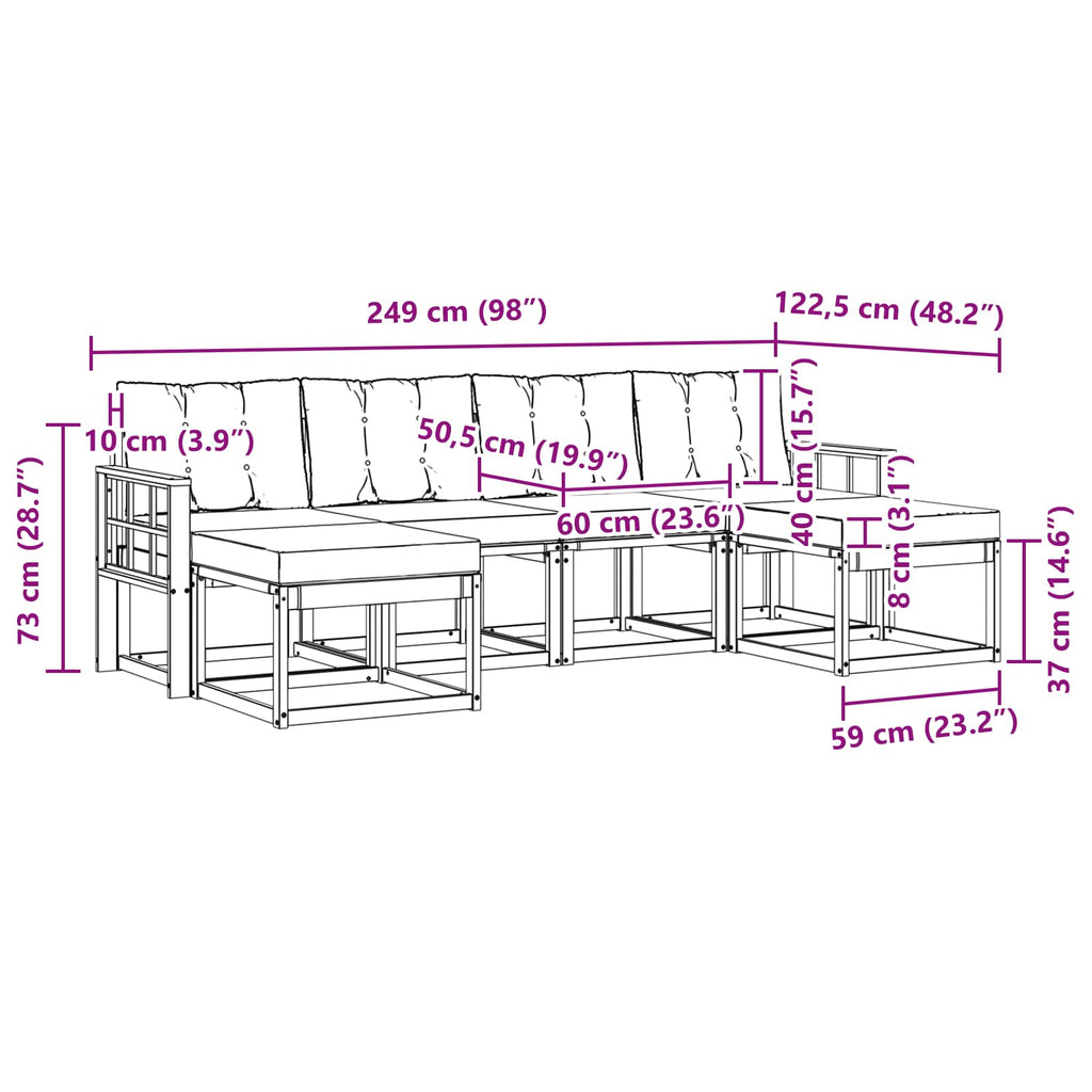 Outdoor-Sofagarnitur mit Kissen 6 pcs Weiß und Beige