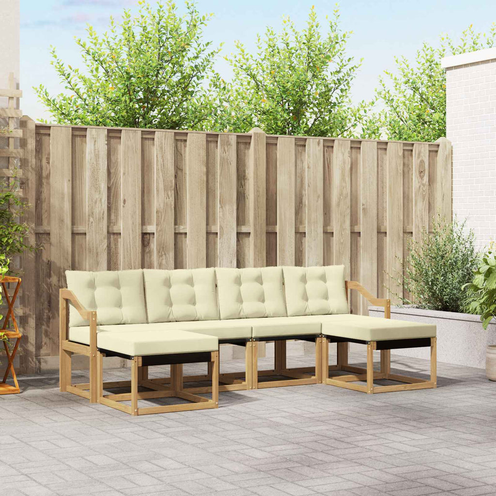 Outdoor-Sofagarnitur mit Kissen 6 pcs Weiß und Creme