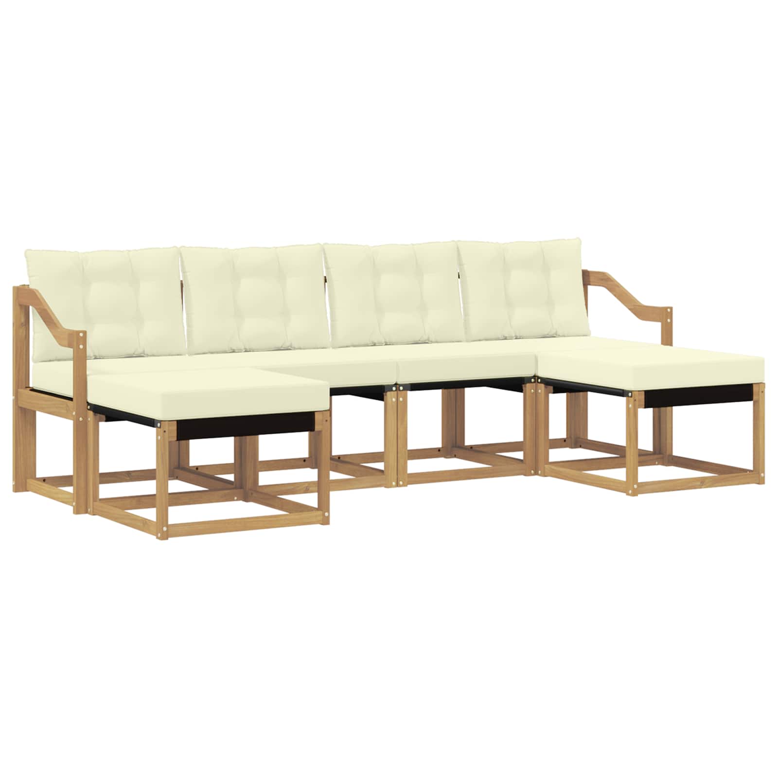 Outdoor-Sofagarnitur mit Kissen 6 pcs Weiß und Creme
