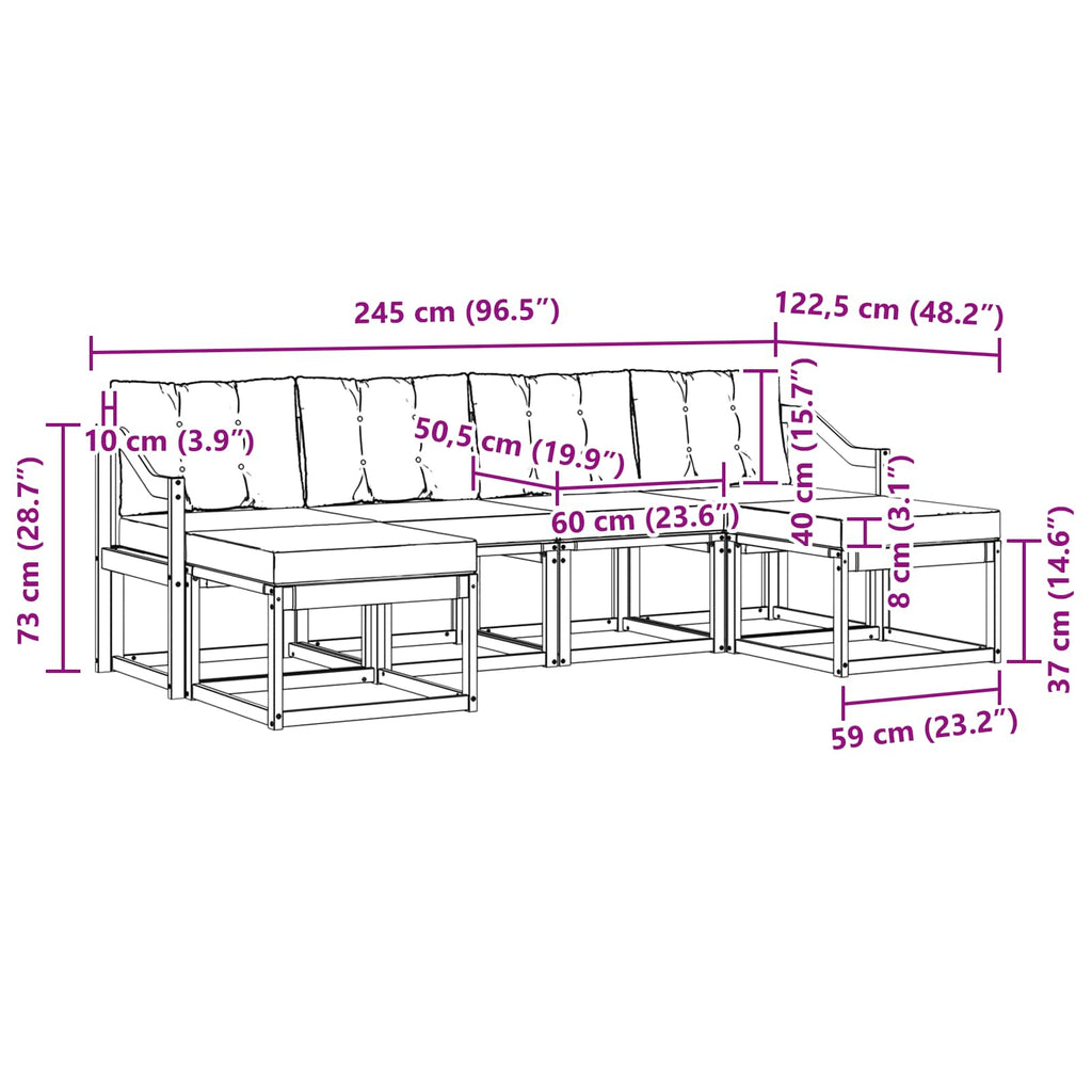 Outdoor-Sofagarnitur mit Kissen 6 pcs Weiß und Creme