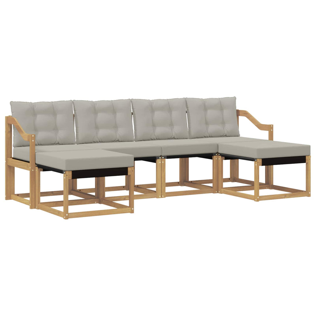 Outdoor-Sofagarnitur mit Kissen 6 pcs Weiß und Hellgrau