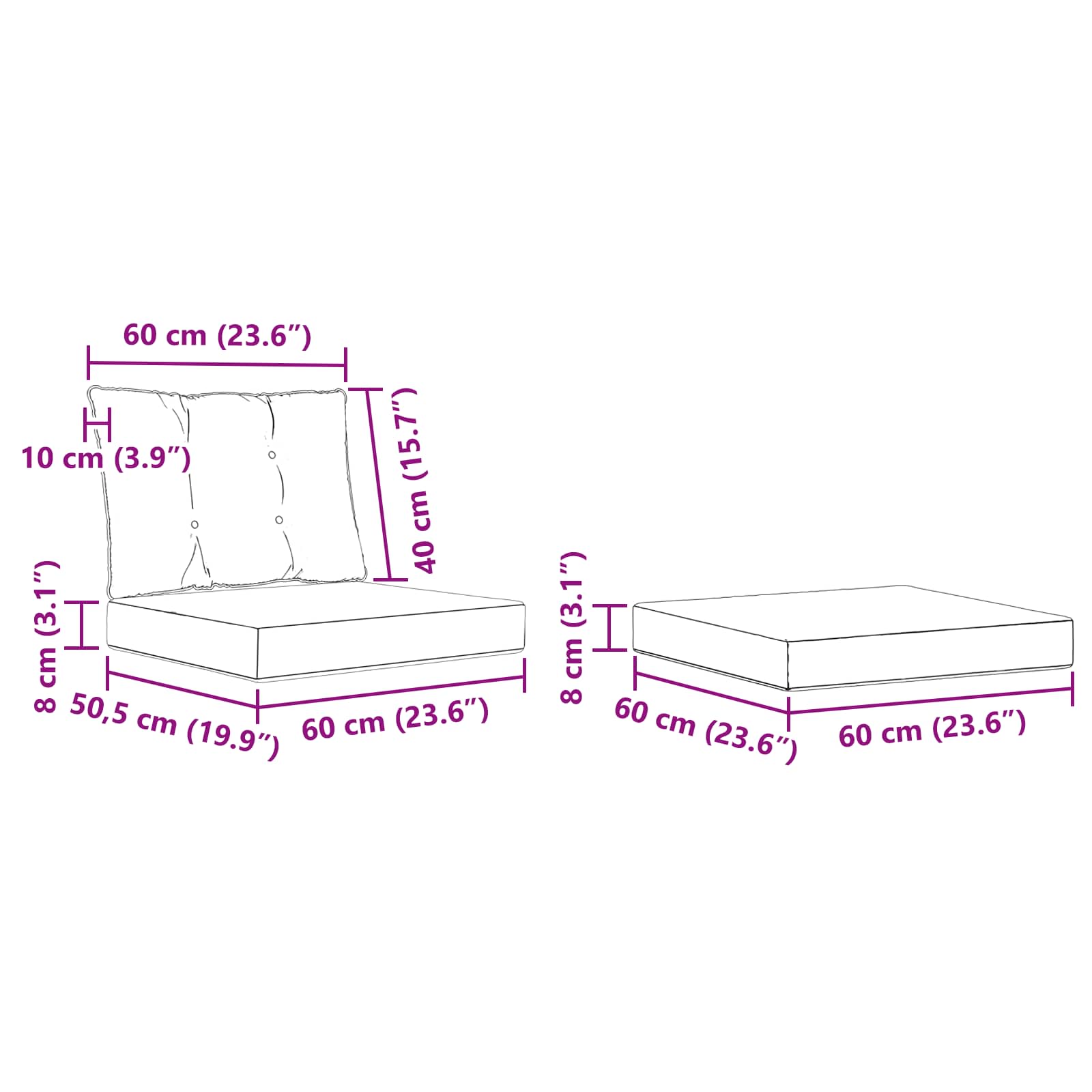 Outdoor-Sofagarnitur mit Kissen 6 pcs Weiß und Hellgrau