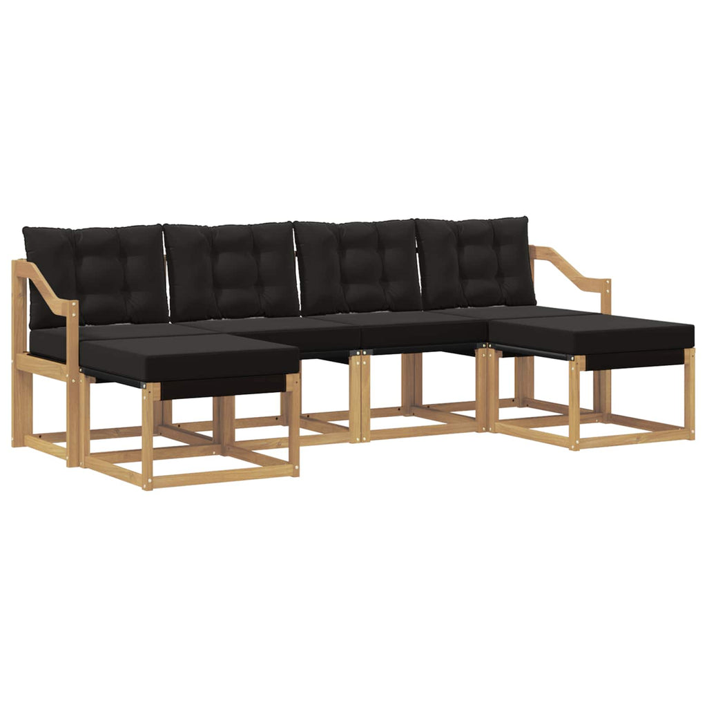Outdoor-Sofagarnitur mit Kissen 6 pcs Weiß und Schwarz