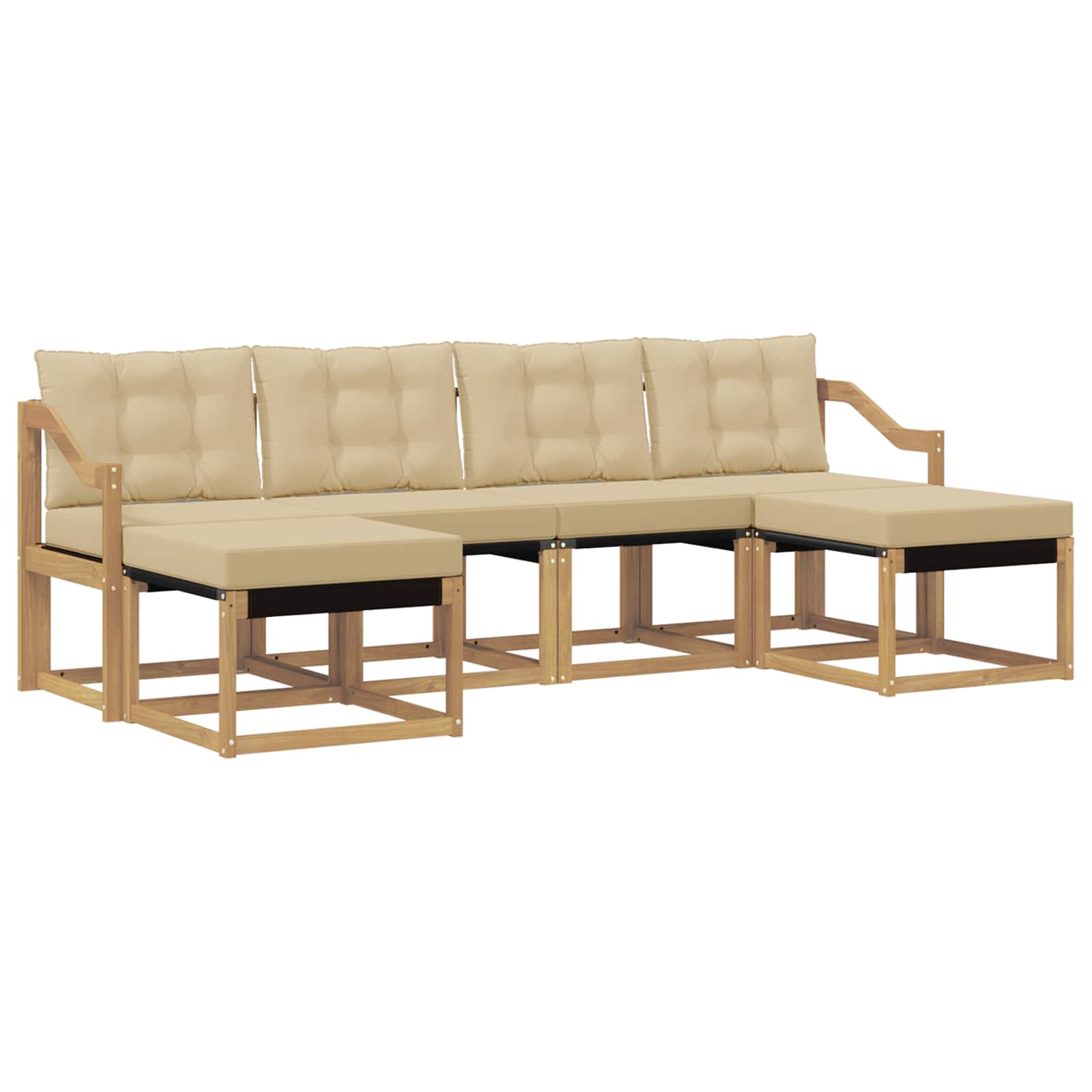 Outdoor-Sofagarnitur mit Kissen 6 pcs Weiß und Beige