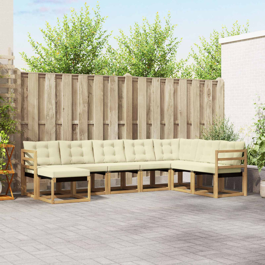 Outdoor-Sofagarnitur mit Kissen 8 pcs Weiß und Creme