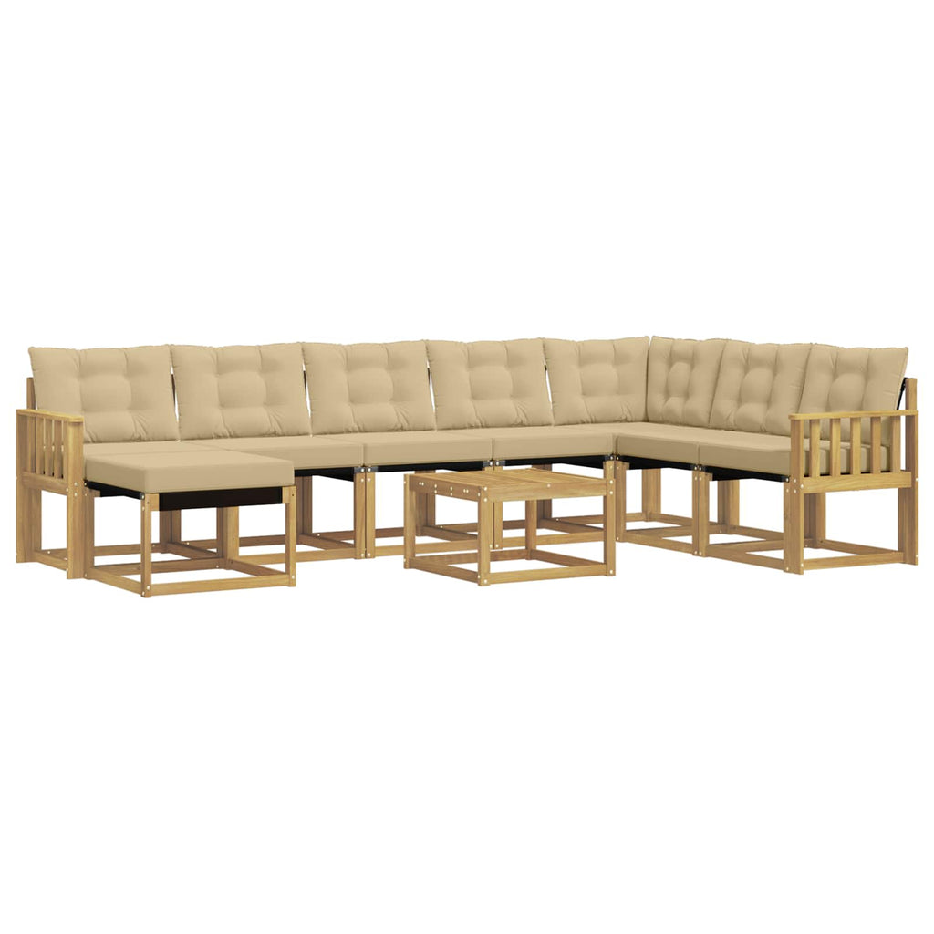 Outdoor-Sofagarnitur mit Kissen 9 pcs Weiß und Beige