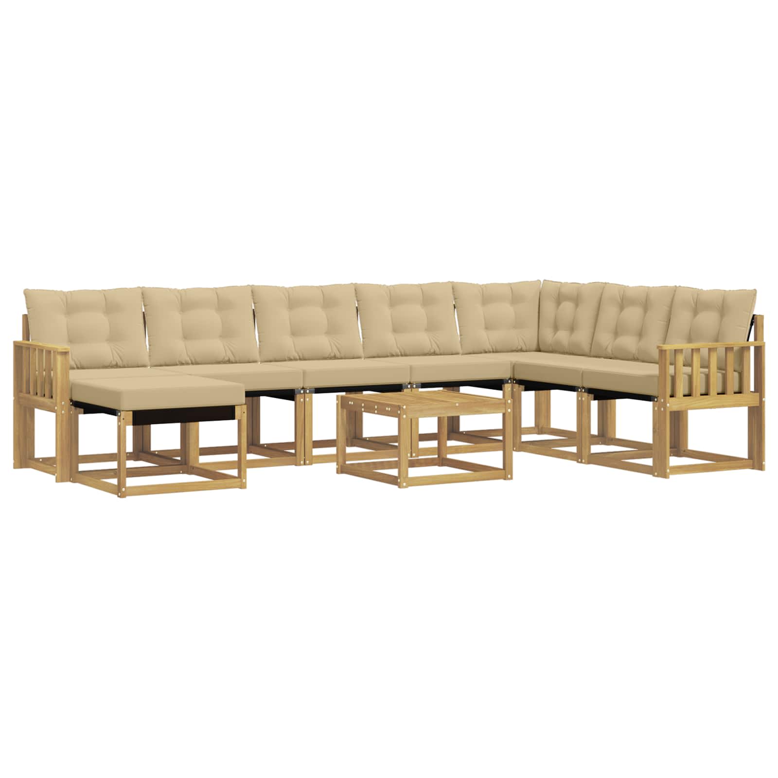 Outdoor-Sofagarnitur mit Kissen 9 pcs Weiß und Beige