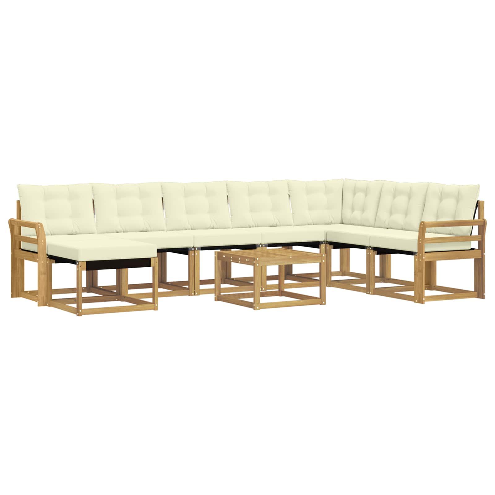 Outdoor-Sofagarnitur mit Kissen 9 pcs Weiß und Creme