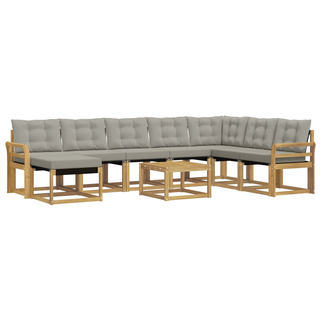 Outdoor-Sofagarnitur mit Kissen 9 pcs Weiß und Hellgrau
