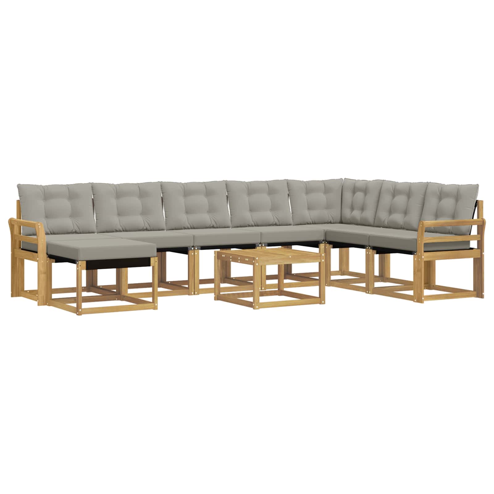 Outdoor-Sofagarnitur mit Kissen 9 pcs Weiß und Hellgrau