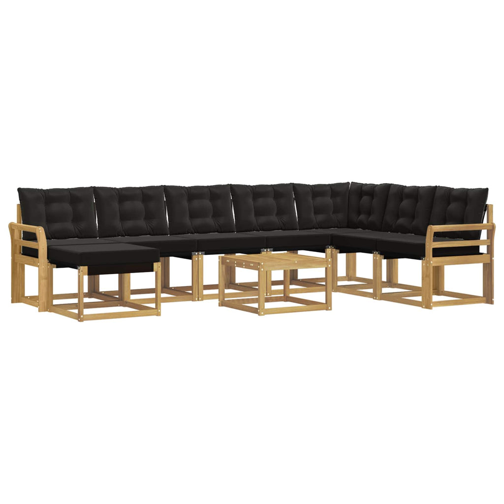 Outdoor-Sofagarnitur mit Kissen 9 pcs Weiß und Schwarz
