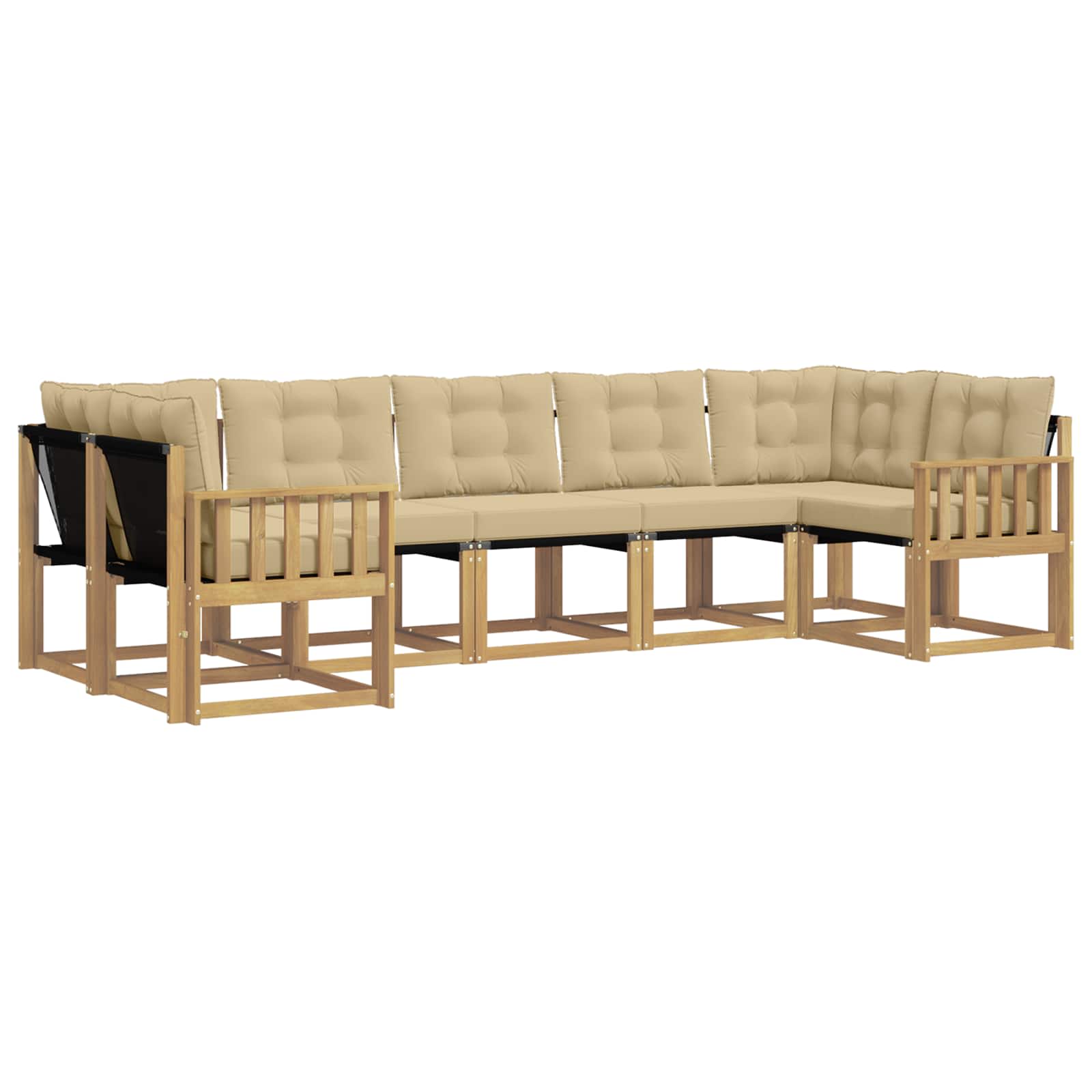 Outdoor-Sofagarnitur mit Kissen 7 pcs Weiß und Beige