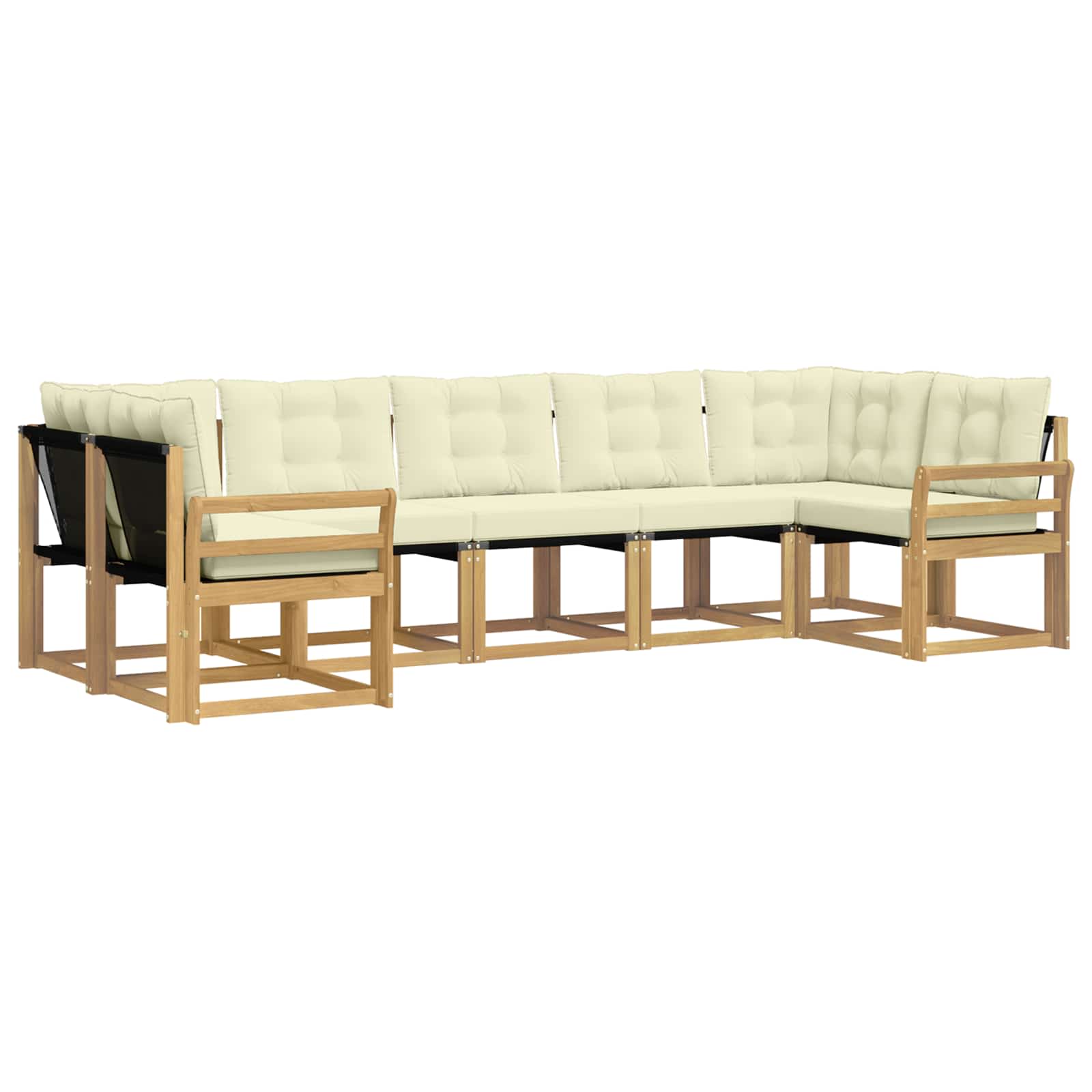 Outdoor-Sofagarnitur mit Kissen 7 pcs Weiß und Creme