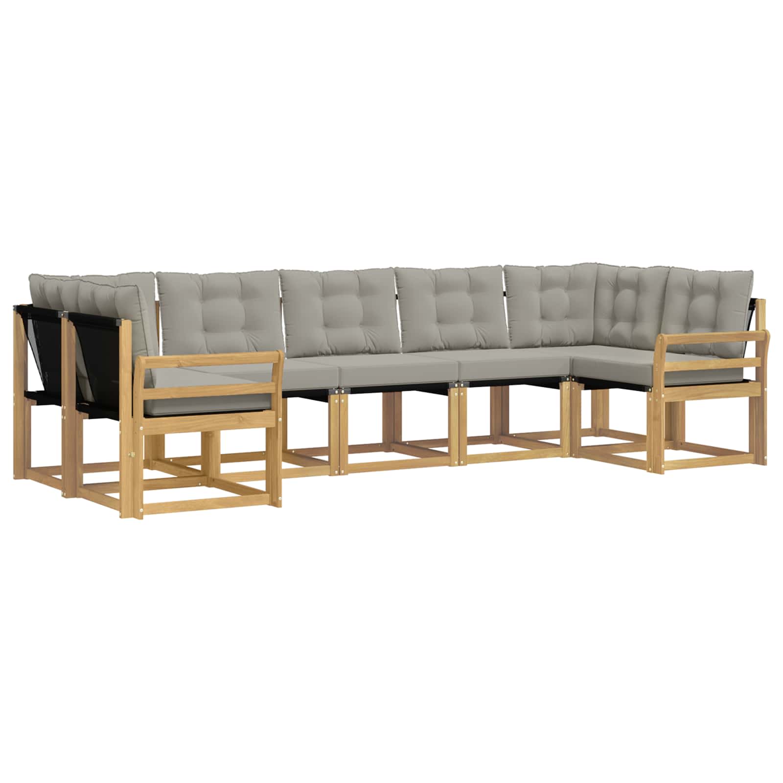 Outdoor-Sofagarnitur mit Kissen 7 pcs Weiß und Hellgrau