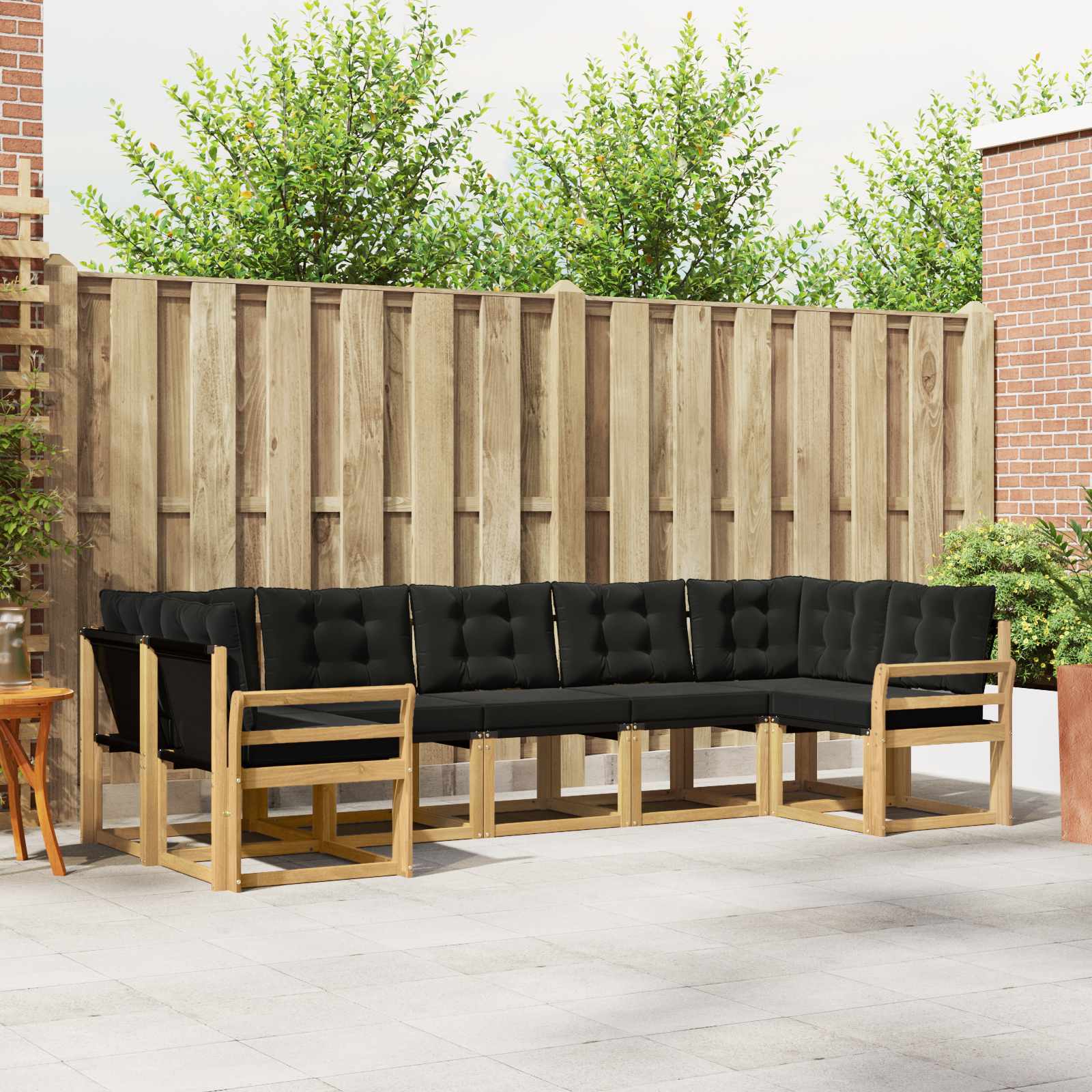 Outdoor-Sofagarnitur mit Kissen 7 pcs Weiß und Schwarz