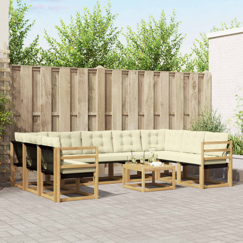 Outdoor-Sofagarnitur mit Kissen 10 pcs Weiß und Creme