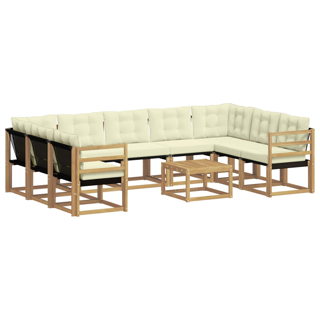 Outdoor-Sofagarnitur mit Kissen 10 pcs Weiß und Creme