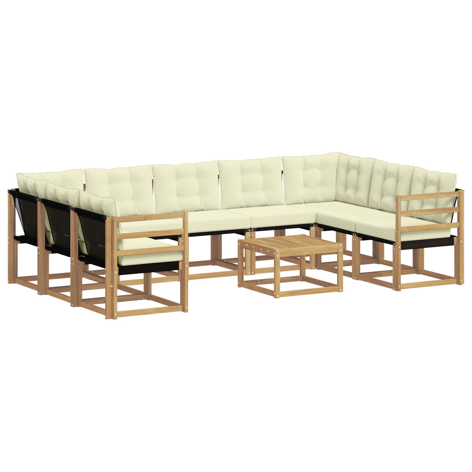 Outdoor-Sofagarnitur mit Kissen 10 pcs Weiß und Creme