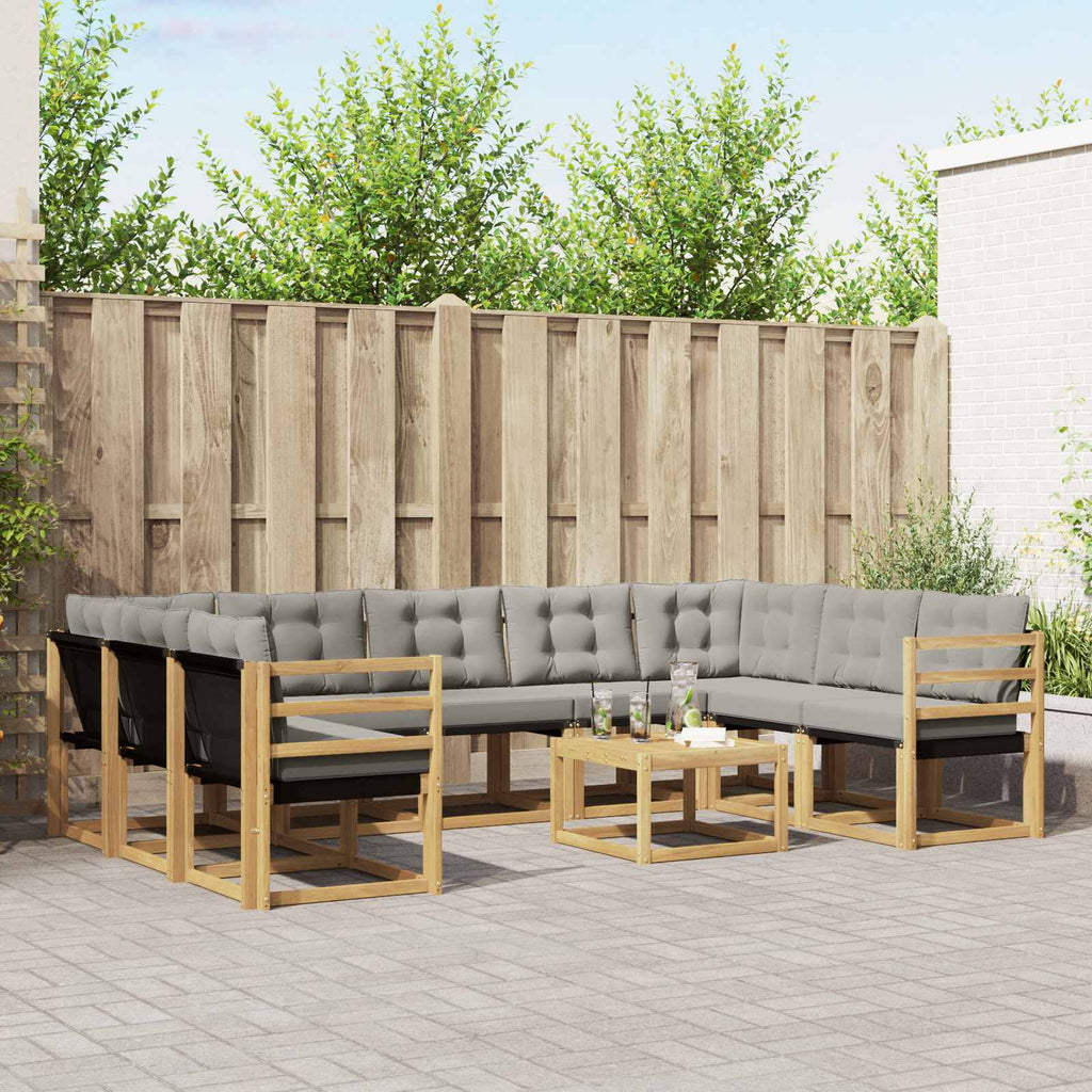 Outdoor-Sofagarnitur mit Kissen 10 pcs Weiß und Hellgrau