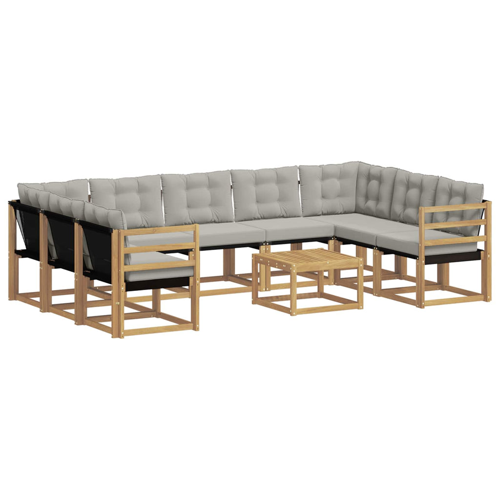 Outdoor-Sofagarnitur mit Kissen 10 pcs Weiß und Hellgrau