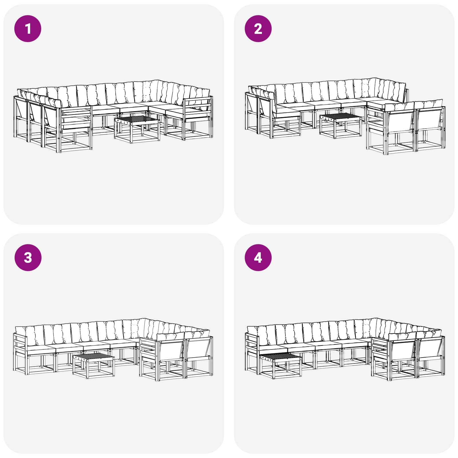 Outdoor-Sofagarnitur mit Kissen 10 pcs Weiß und Hellgrau