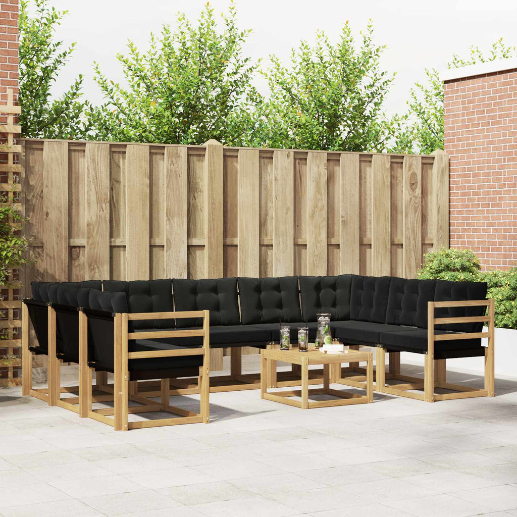 Outdoor-Sofagarnitur mit Kissen 10 pcs Weiß und Schwarz