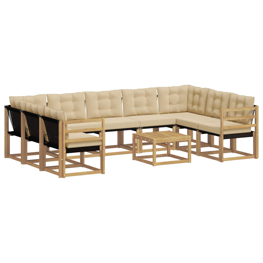 Outdoor-Sofagarnitur mit Kissen 10 pcs Weiß und Beige