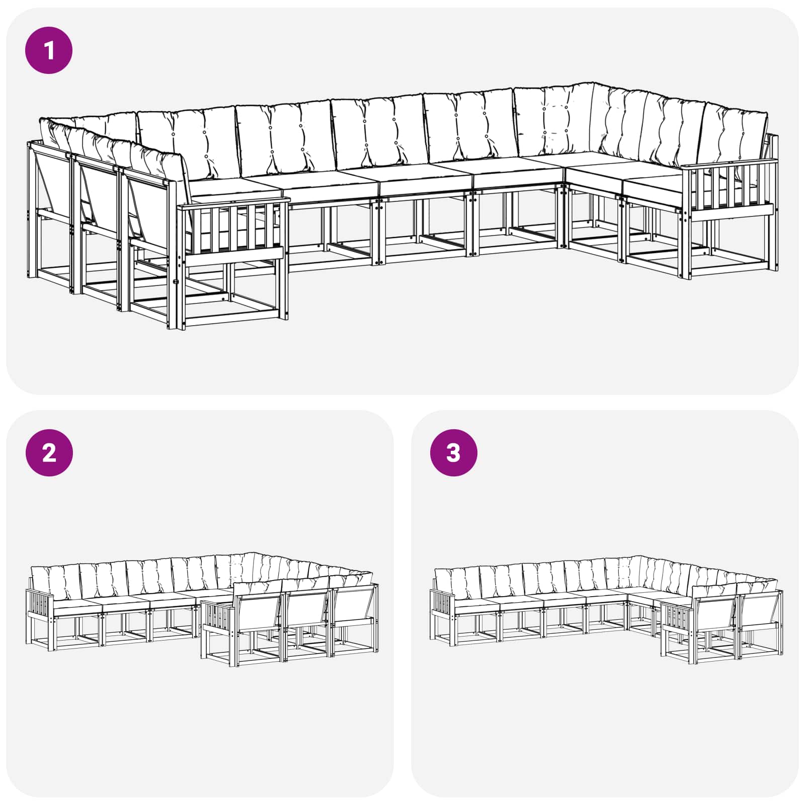 Outdoor-Sofagarnitur mit Kissen 10 pcs Weiß und Hellgrau