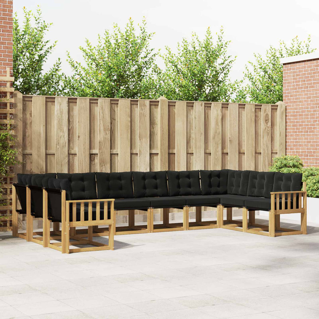 Outdoor-Sofagarnitur mit Kissen 10 pcs Weiß und Schwarz