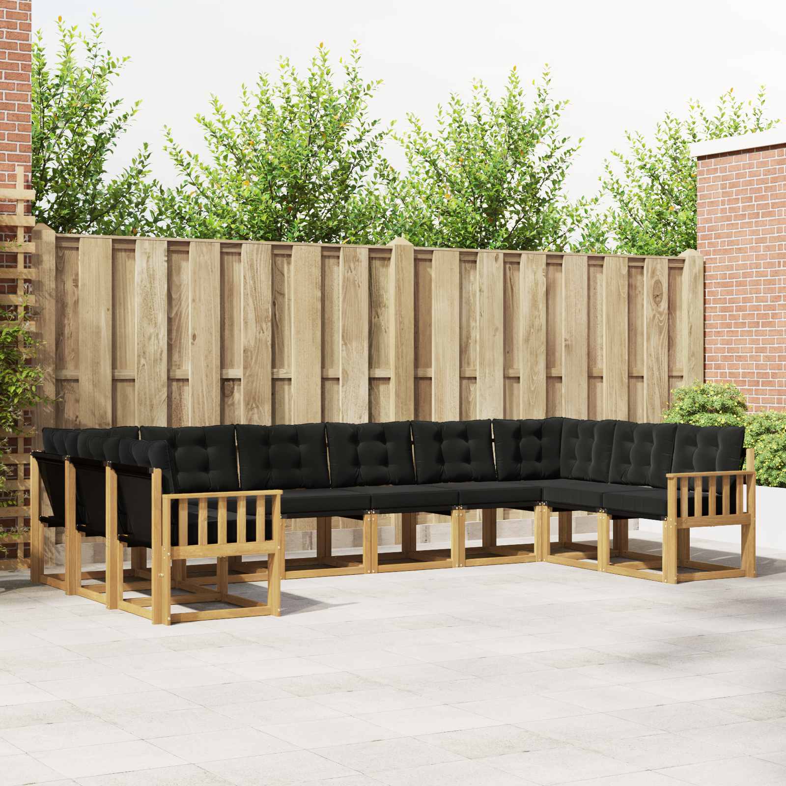 Outdoor-Sofagarnitur mit Kissen 10 pcs Weiß und Schwarz