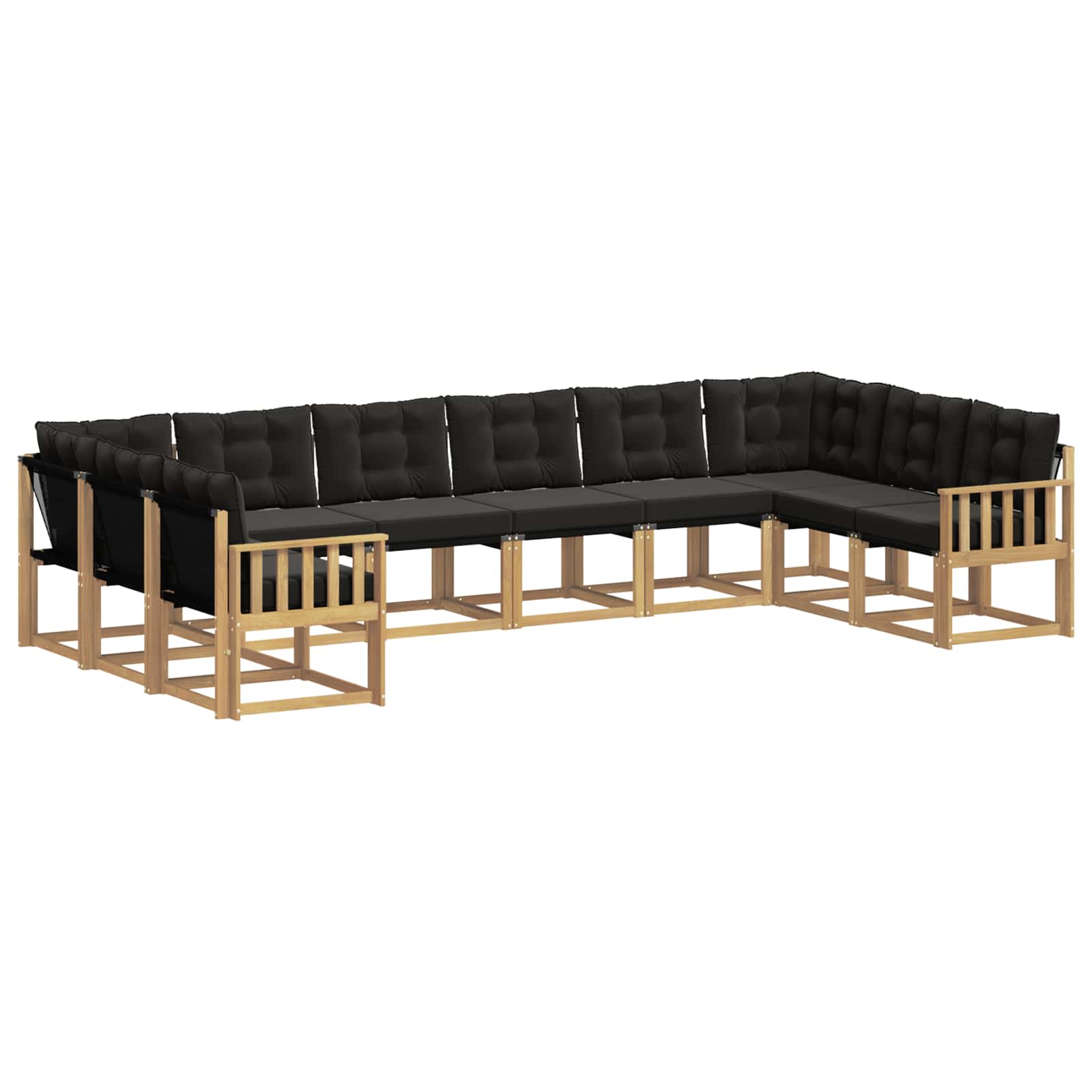Outdoor-Sofagarnitur mit Kissen 10 pcs Weiß und Schwarz