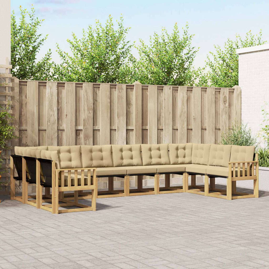 Outdoor-Sofagarnitur mit Kissen 10 pcs Weiß und Beige