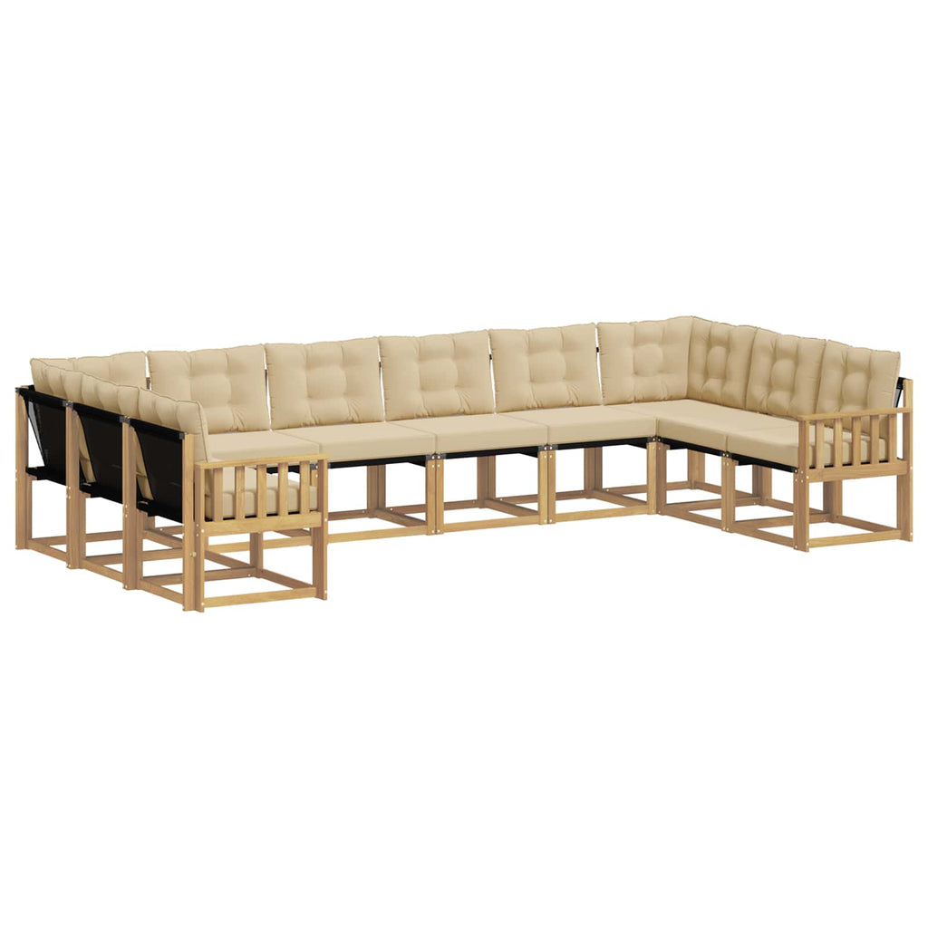 Outdoor-Sofagarnitur mit Kissen 10 pcs Weiß und Beige