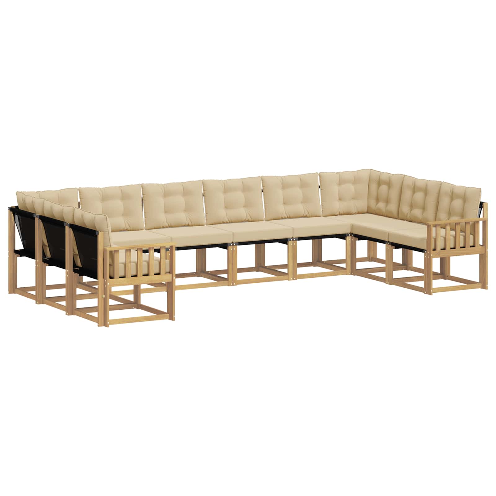 Outdoor-Sofagarnitur mit Kissen 10 pcs Weiß und Beige