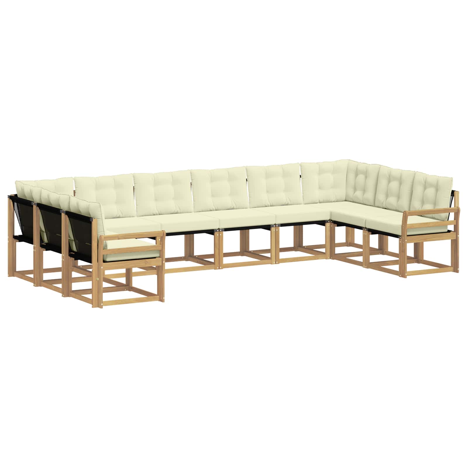 Outdoor-Sofagarnitur mit Kissen 10 pcs Weiß und Creme