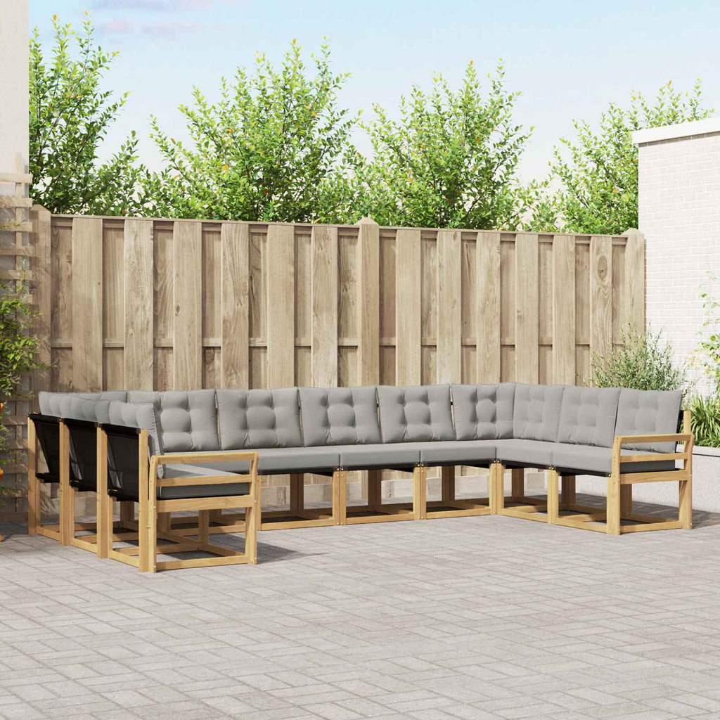 Outdoor-Sofagarnitur mit Kissen 10 pcs Weiß und Hellgrau