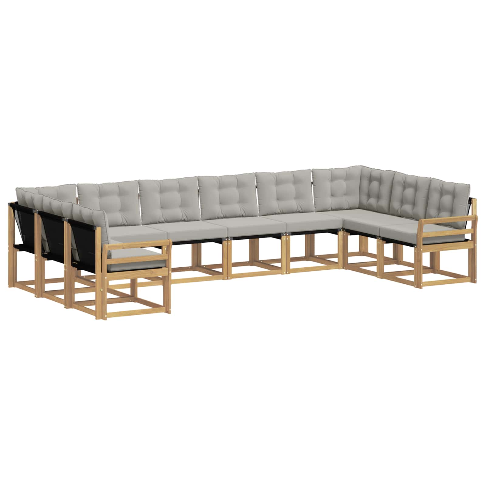 Outdoor-Sofagarnitur mit Kissen 10 pcs Weiß und Hellgrau