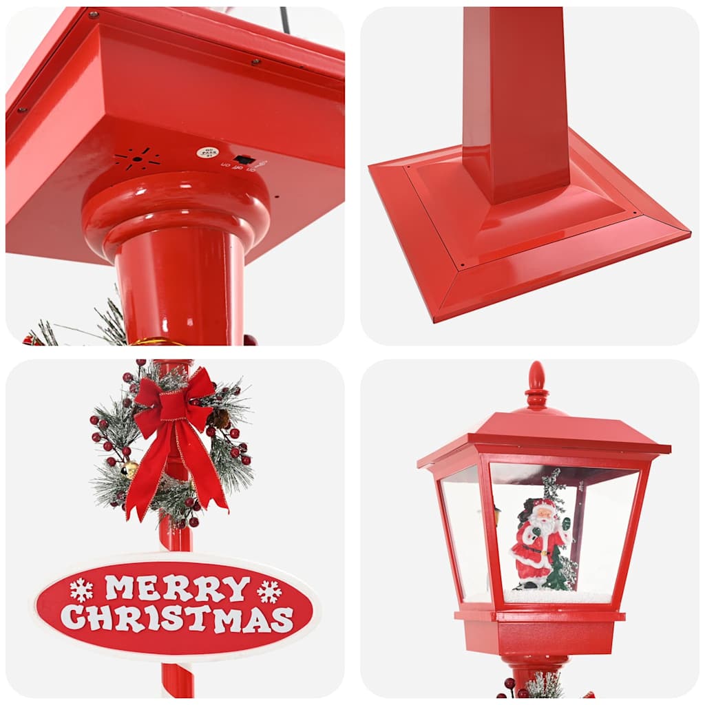 Weihnachtsstraßenlampe mit Laterne Rot 40,5x40,5x180cm