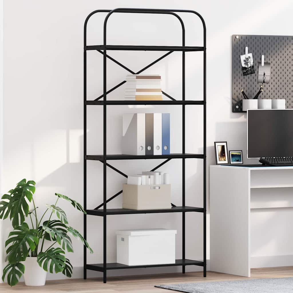 Bücherregal Schwarz Eichen-Optik 80 x 30 x 183 cm Holzwerkstoff