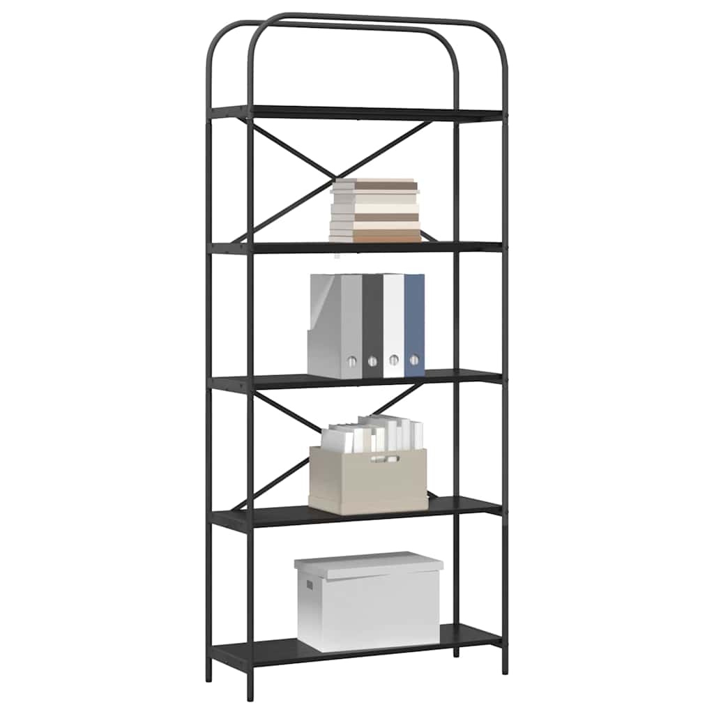 Bücherregal Schwarz Eichen-Optik 80 x 30 x 183 cm Holzwerkstoff