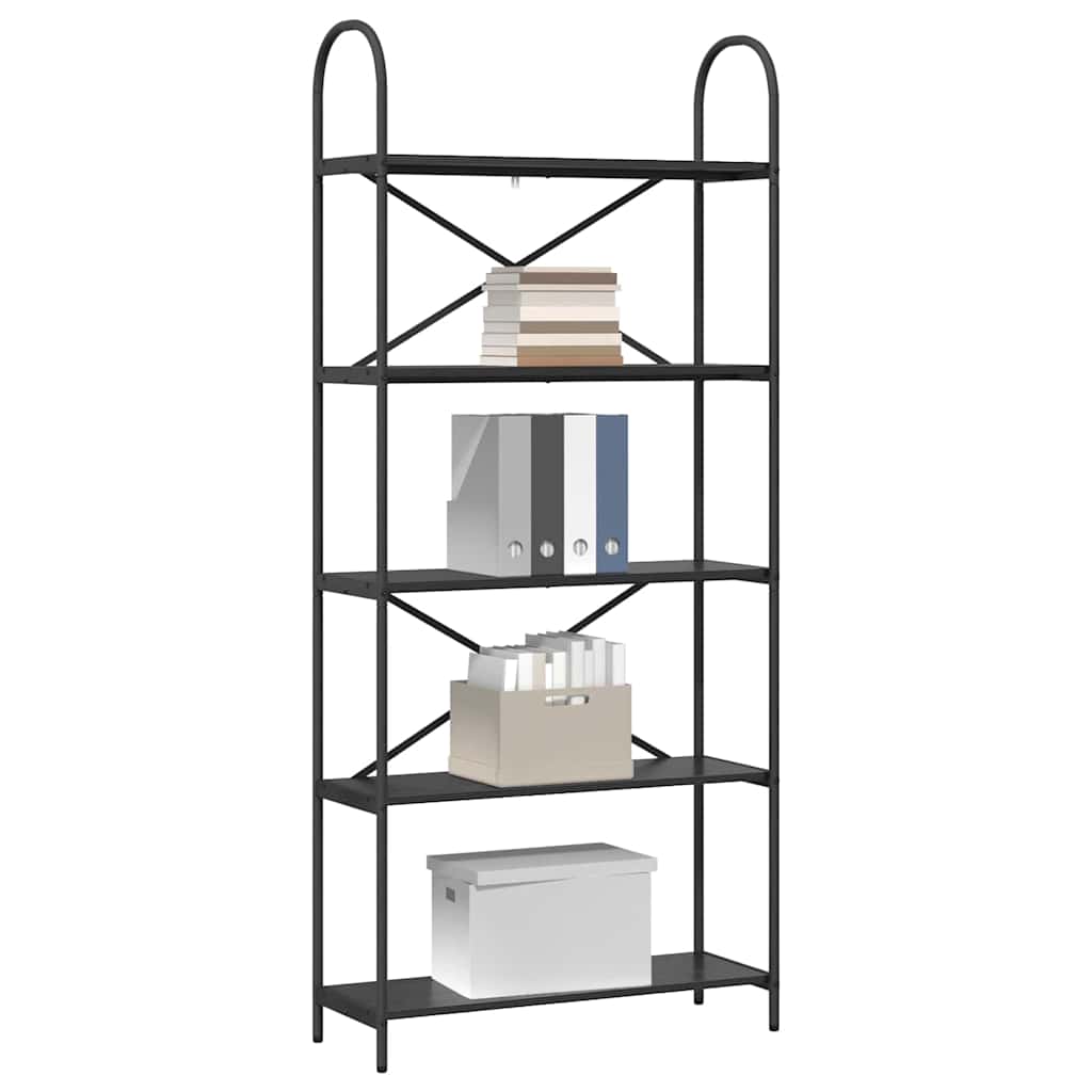 Bücherregal Schwarz Eichen-Optik 80 x 30 x 183 cm Holzwerkstoff