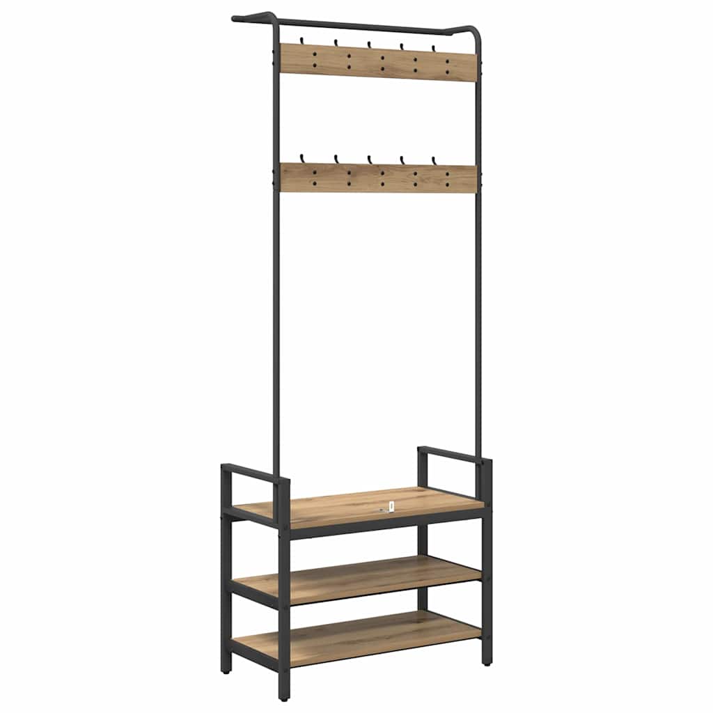 Garderobenständer Artisan-Eiche 75 x 34 x 184 cm Holzwerkstoff
