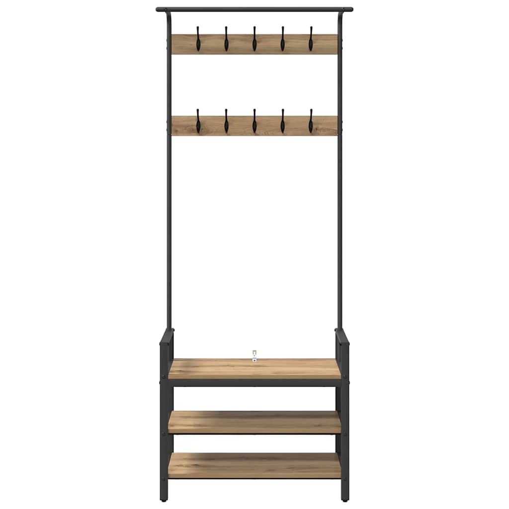 Garderobenständer Artisan-Eiche 75 x 34 x 184 cm Holzwerkstoff