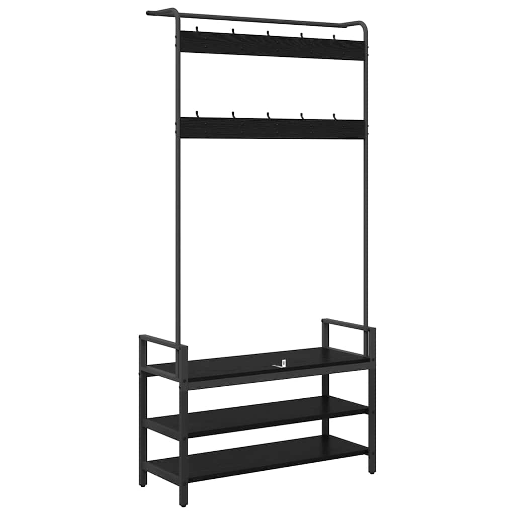 Garderobenständer Schwarz Eichen-Optik 95 x 34 x 184 cm